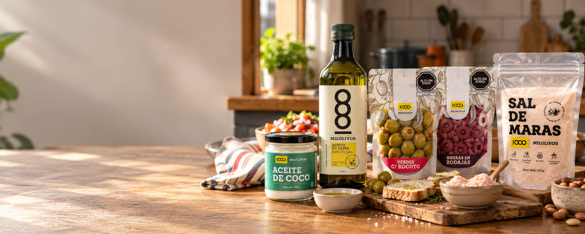 Selección de aceites, aceitunas y productos gourmet Mil Olivos